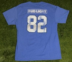 Bud Light Football Club Shirt Mens Large Blue Game Time Helmet 82 Beer Promo Tee