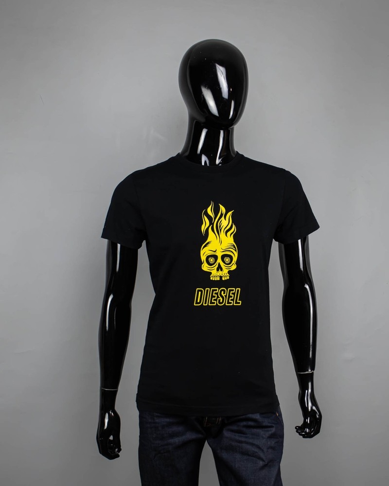 DIESEL Men BLACK SKULL SHORT SLEEVE T SHIRT Size M