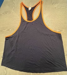 Tulio Tank Top Mesh Fishnet Muscle Sexy Clubwear Sz.L Navy Blue & Orange