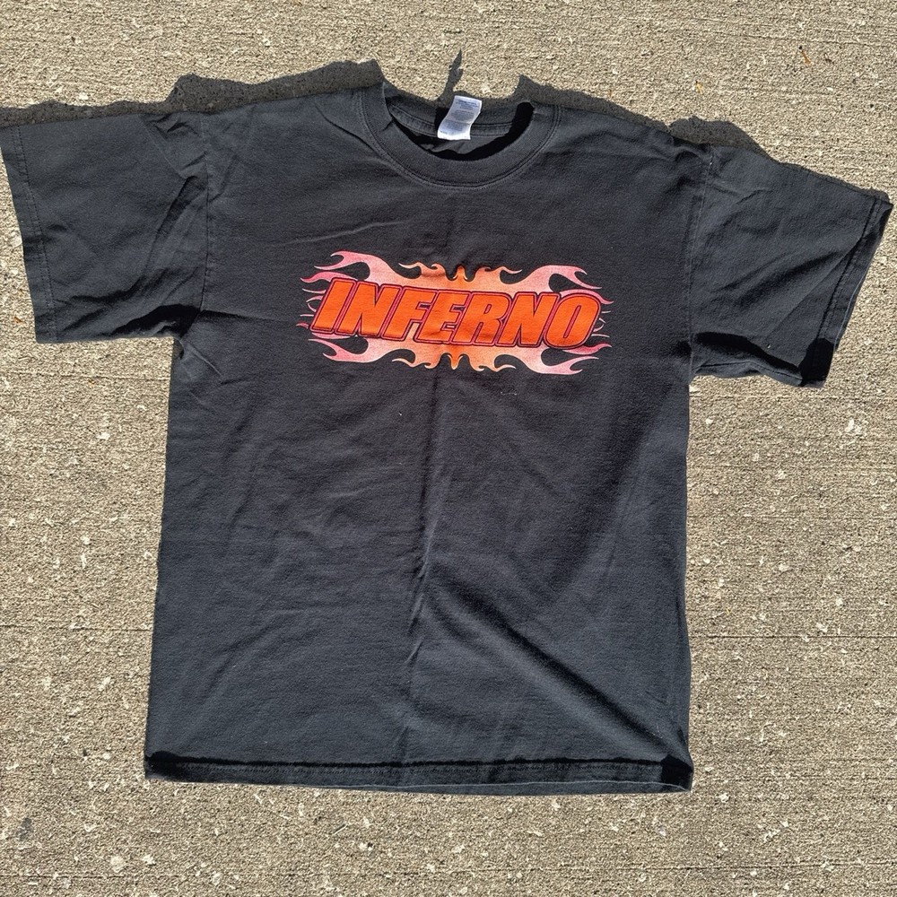 Gildan Ultra Cotton Black Inferno Heinze Troupe Graphic Tee Crew Neck M