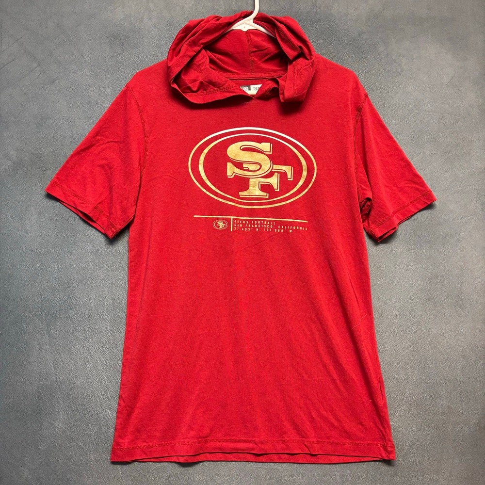 NFL Team Apparel San Francisco 49ers Red Hooded Graphic Tee Mens Medium Athletic