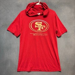 NFL Team Apparel San Francisco 49ers Red Hooded Graphic Tee Mens Medium Athletic