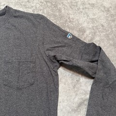 KUHL Shirt Mens Med Gray Crew Wildfibre Organic Long Sleeve Zip Pocket