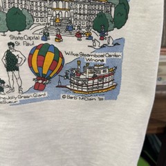 Vintage 90s Minnesota Map Graphic T-Shirt Size Barb McClain 2 Sided Cartoon