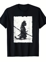 Vintage Samurai Cat Japanese Art Graphic Unisex T-Shirt