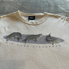 Bass Fishing T-Shirt Men’s XL “Die Hard Fisherman” Dad Lake Beach Fish Outdoors