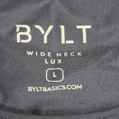 BYLT Wide Neck Lux Tee Shirt Mens Large Navy Blue Short Sleeve