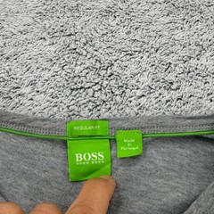 Hugo Boss Shirt Men Large Gray Short Sleeve Logo Grid Spellout Crewneck Tee Y2K