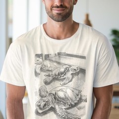Vintage Sea Turtle Graphic Tee Natural Retro Ocean Wildlife Art