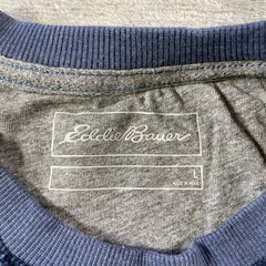 Eddie Bauer Thermal Shirt Mens Large Blue Waffle Knit Crewneck Outdoor Casual