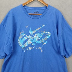 Nike 6.0 T-Shirt Mens 2XL Blue Splatter Logo 100% Cotton Drop Shoulder Crew Neck