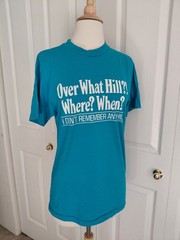 Vintage 1980s Over The Hill Blue Cotton T Shirt Single Stitch Small