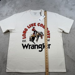 Wrangler Diamond Cross T-Shirt Mens Medium White Giddy Up Horse Cowboy Tee