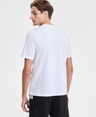 adidas Men’s Slide Regular-Fit Embroidered Graphic Pocket T-Shirt – White-Large