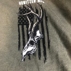 Howitzer MFG Shirt Mens Large Green Short Sleeve Hunting Skull 100% Cotton