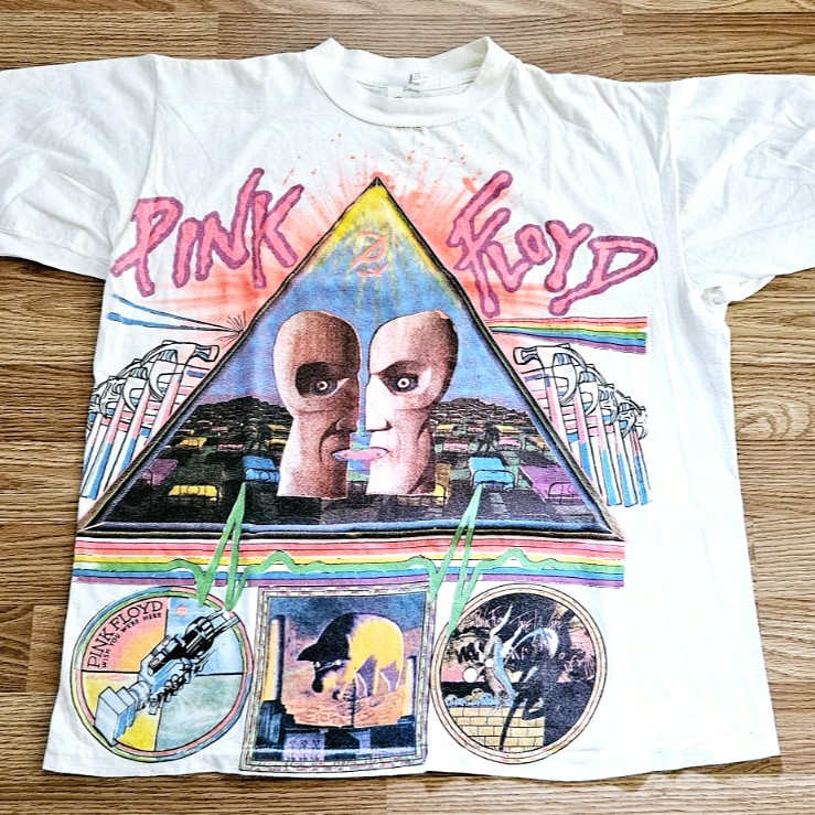 Vintage 90s Pink Floyd The Division Bell Wall Animals Tour AOP T-Shirt XL