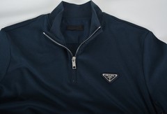Men’s Prada Navy Blue Zip-Up Polo Shirt S Short Sleeve