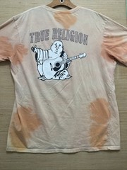 True Religion Men’s Peach/Orange Tie-Dye Buddha Guitar Graphic Tee – XL