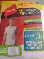 7 Pack Hanes Men’s White XL Tagless V Neck ComfortSoft T Shirts Odor Protection