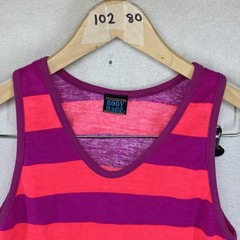 Vintage Sporty 80s 90s Tank Top Sport Stripes BRIGHT NEON Extra Small 32×22