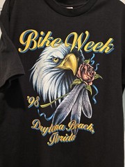 Vintage Bike Week 1998 Daytona Beach FL Eagle Rose Graphic Print T-Shirt USA