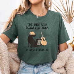 Time Spent with Dogs and Guitars is Never Wasted Music Lover Dog Tee Gift Item