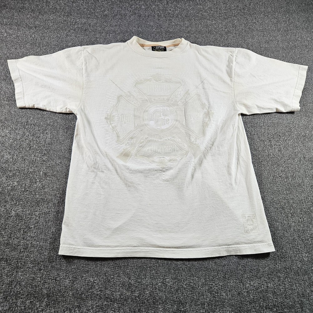 Vintage Mecca Apparel Shirt Mens Medium White Honorable Life Tonal Graphic Y2K