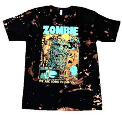 Lucio Fulci Zombie Horror Movie Graphic T-Shirt Bleach Wash Cult Gore Tee Large