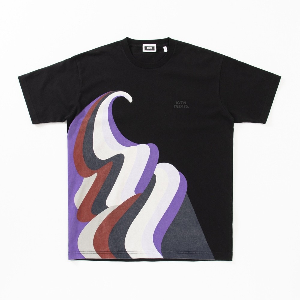 Unisex American Street KITH Macaron Ice Cream Print Cotton Crewneck Tee