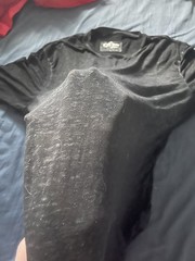 Red Jacket T Shirt-Size large- Sheer Distressed Black