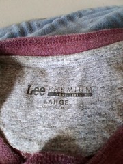 Lee Premium Men’s Red Heather Henley Button Jersey Knit T-Shirt Cotton Blend L