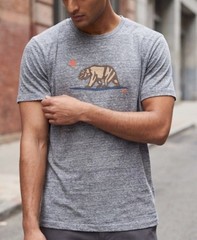 Marine Layer Men’s T Shirt Heather Gray CA Surfing Bear Graphic Size M/L