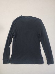 True Religion Thermal Shirt Mens M Black Horseshoe Logo Waffle Knit Henley Neck