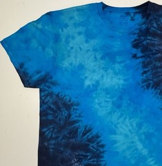 Gildan Handmade Tie Dye Unisex T-Shirt Size XL Multi Blue Scrunch Design Tee NEW