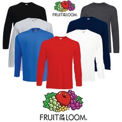 1 3 5 Pack Fruit of the Loom Long Sleeve T Shirt Plain Tee Shirt Top Sale Lot