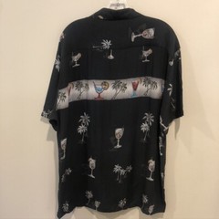 John Ashford Men’s Black with Cocktail design Dress Shirt Size Lg (E1620)