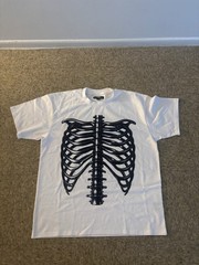 BrandMakers Men’s L/G White Crew Neck Short Sleeve Skull Skeleton T-Shirt