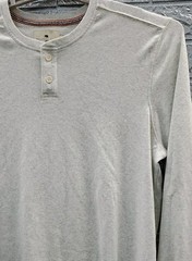 New The Normal Brand Puremeso 2 Button Henley Shirt Light Grey US Size XL