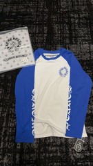 Chrome Hearts Men’s White/Blue Logo Raglan Long Sleeve Crew Neck T-Shirt