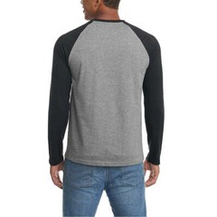 Hurley Men’s Raglan Embroidered Logo Long Sleeve Tee T-Shirt Large