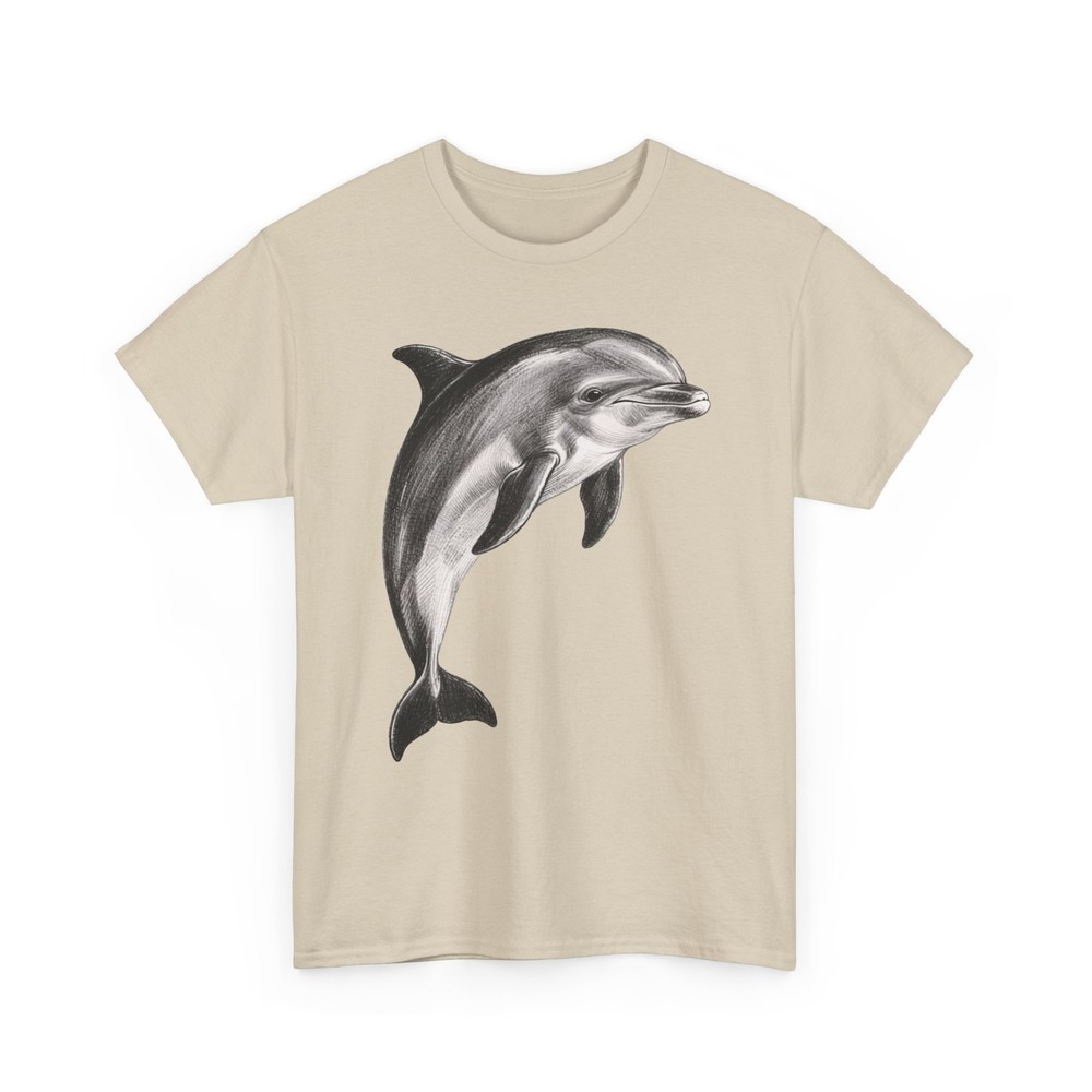 Vintage Dolphin Graphic T-Shirt Ocean Lover Gift Detailed Marine Life Art