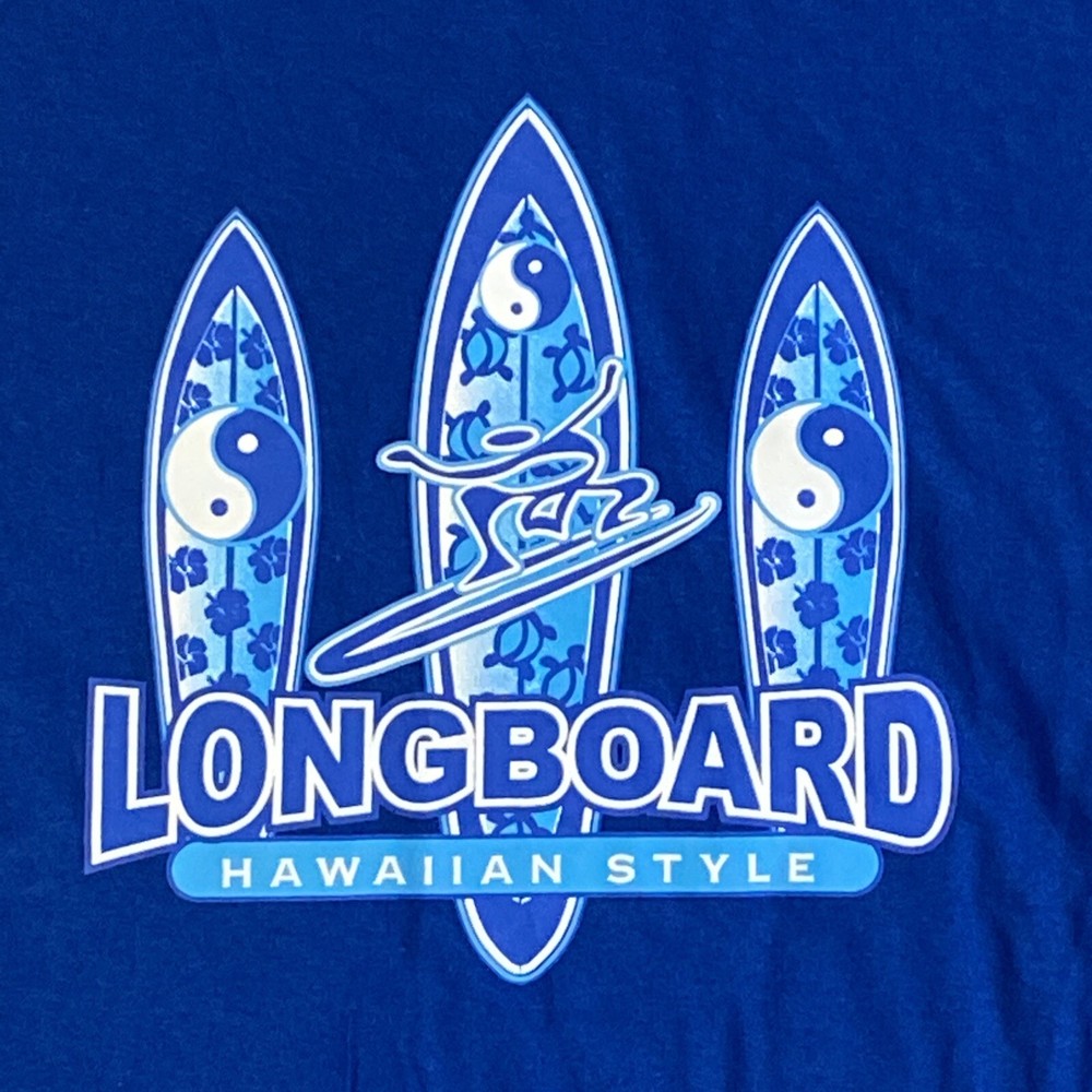 Suna Size L Blue Hawaiian Style Longboard T Shirt