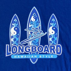 Suna Size L Blue Hawaiian Style Longboard T Shirt