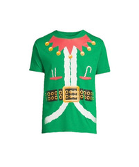 Holiday Time Mens Christmas T-Shirt 3XL Green Jingle Bell Short Sleeve Crew Neck