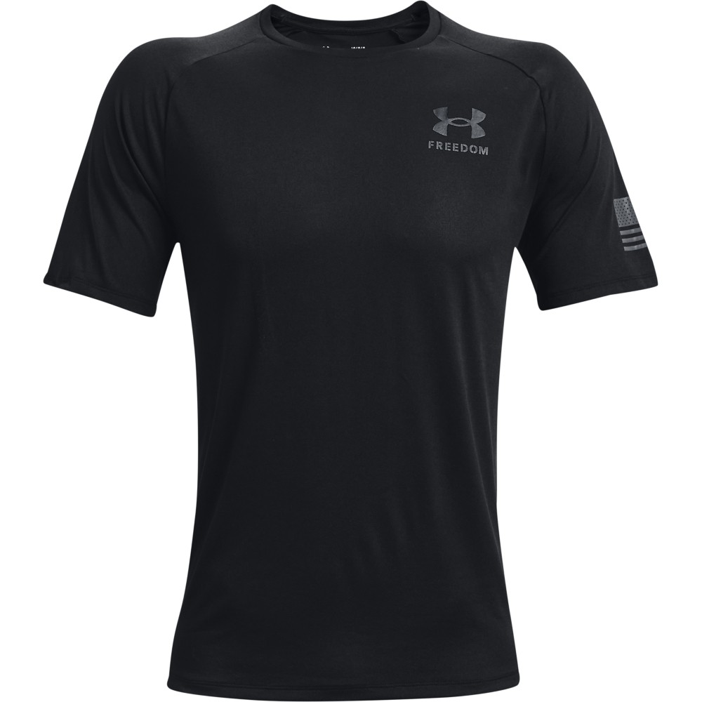 Under Armour 1369468 Men’s UA Freedom Tech T-Shirt, Black/Pitch Gray, Small