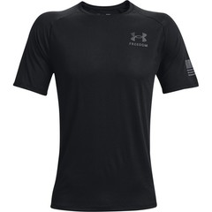 Under Armour 1369468 Men’s UA Freedom Tech T-Shirt, Black/Pitch Gray, Small