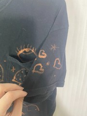 Pharrahisdope Hand Painted Bleach Art Cropped T Shirt Size L Mushrooms Stars Eye