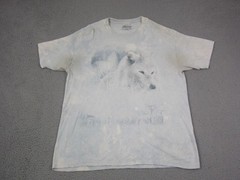 Vintage The Mountain Shirt Mens Extra Large XL Blue White Wolf USA Made Tie Dye