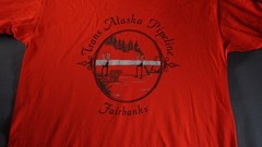 Vintage Trans Alaska Pipeline Shirt Mens Large Red Fairbanks Alaska Souvenir 90s