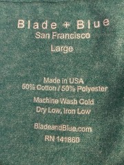 Blade + Blue T Shirt Mens Large Green Pocket Tee Made In USA Cotton Poly Casual